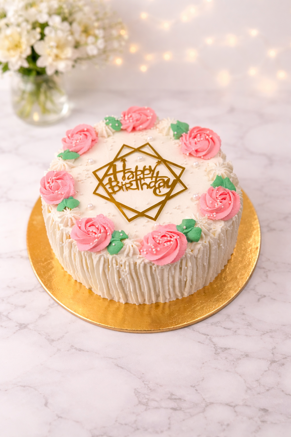 Fresh pineapple cream cake with light whipped cream and tropical pineapple layers